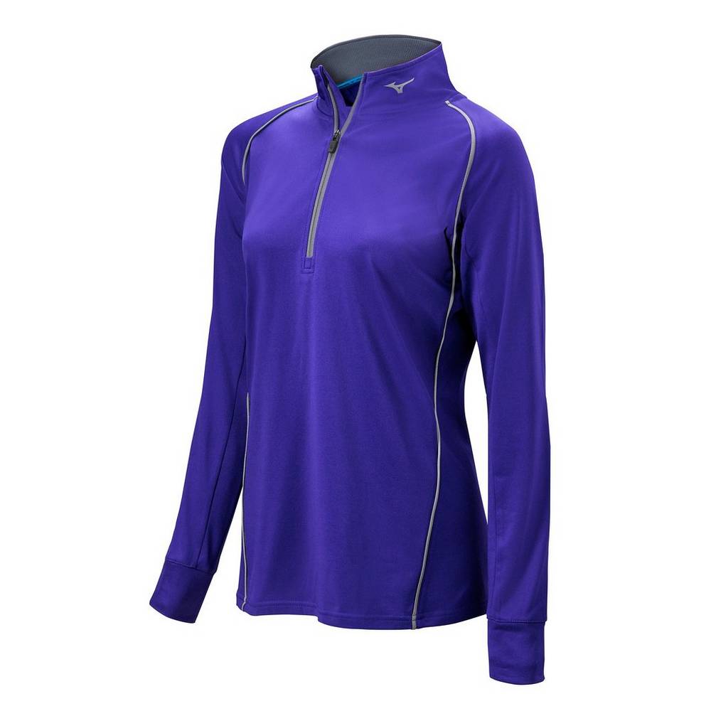 Mizuno Comp 1/2 Zip Long Sleeve - Bayan Pullover - Mor Türkiye (YHSQIR-597)